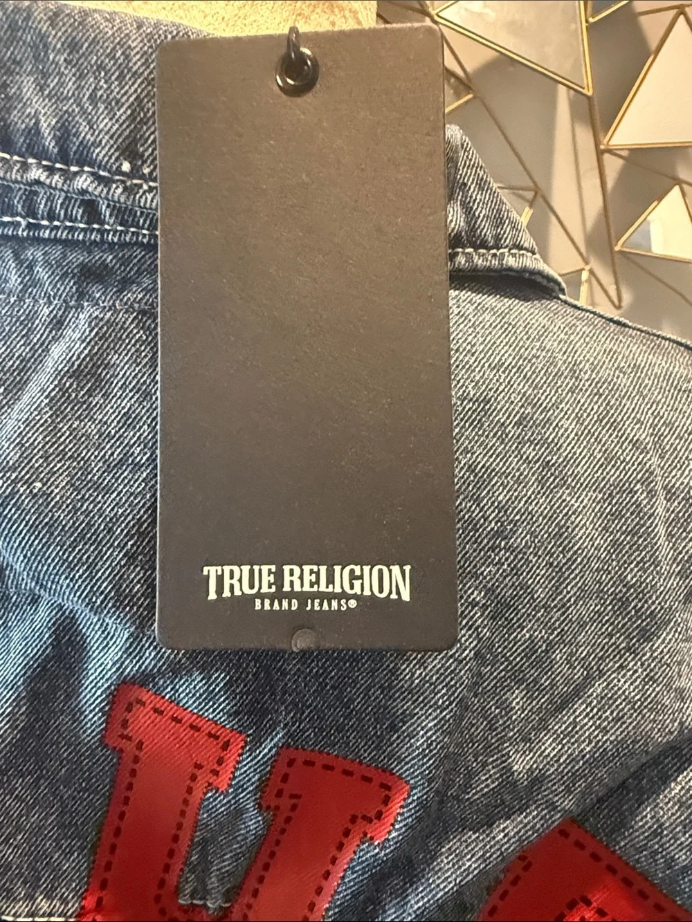 True Religion Blue Denim Jacket with Red Contrast Stitching